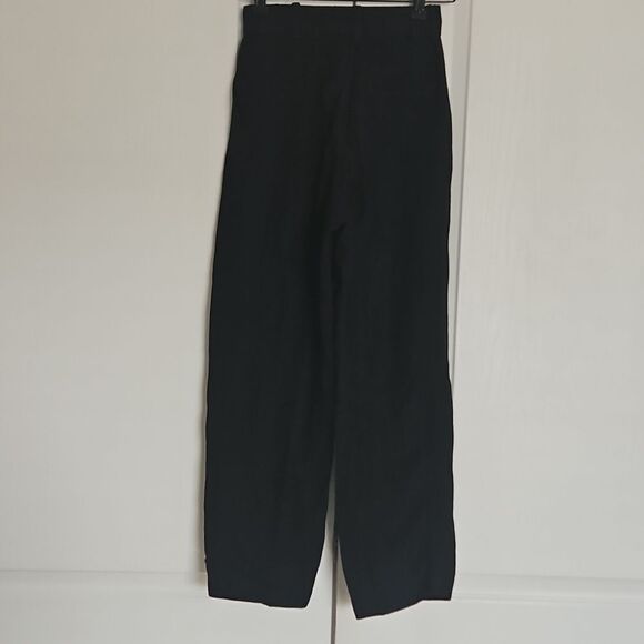 H&M Women's Linen Blend Wide Leg Dress Pants Size 0 Black - Picture 3 of 16
